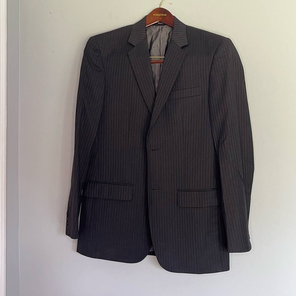 Men’s Warehouse Gray Pinstripe Suit